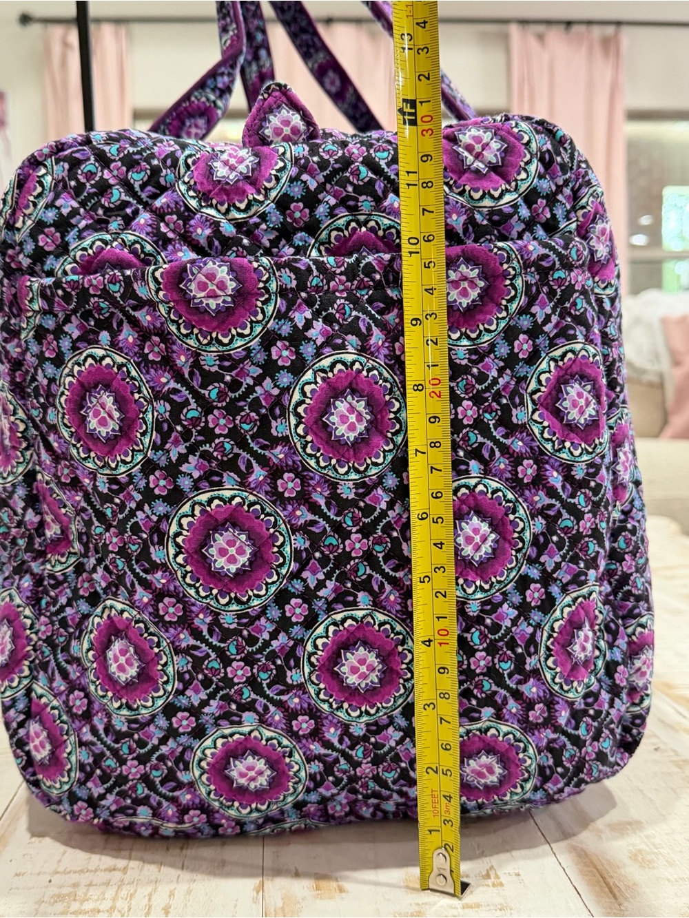 Vera Bradley Duffel Iconic Large Travel Duffel Carry On Purple Lilac Medallion - Picture 4 of 11